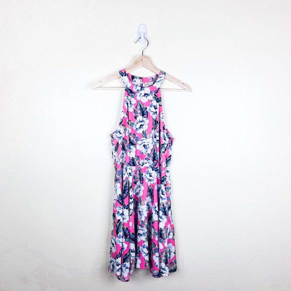 Hollister Pink Floral Halter Midi Dress